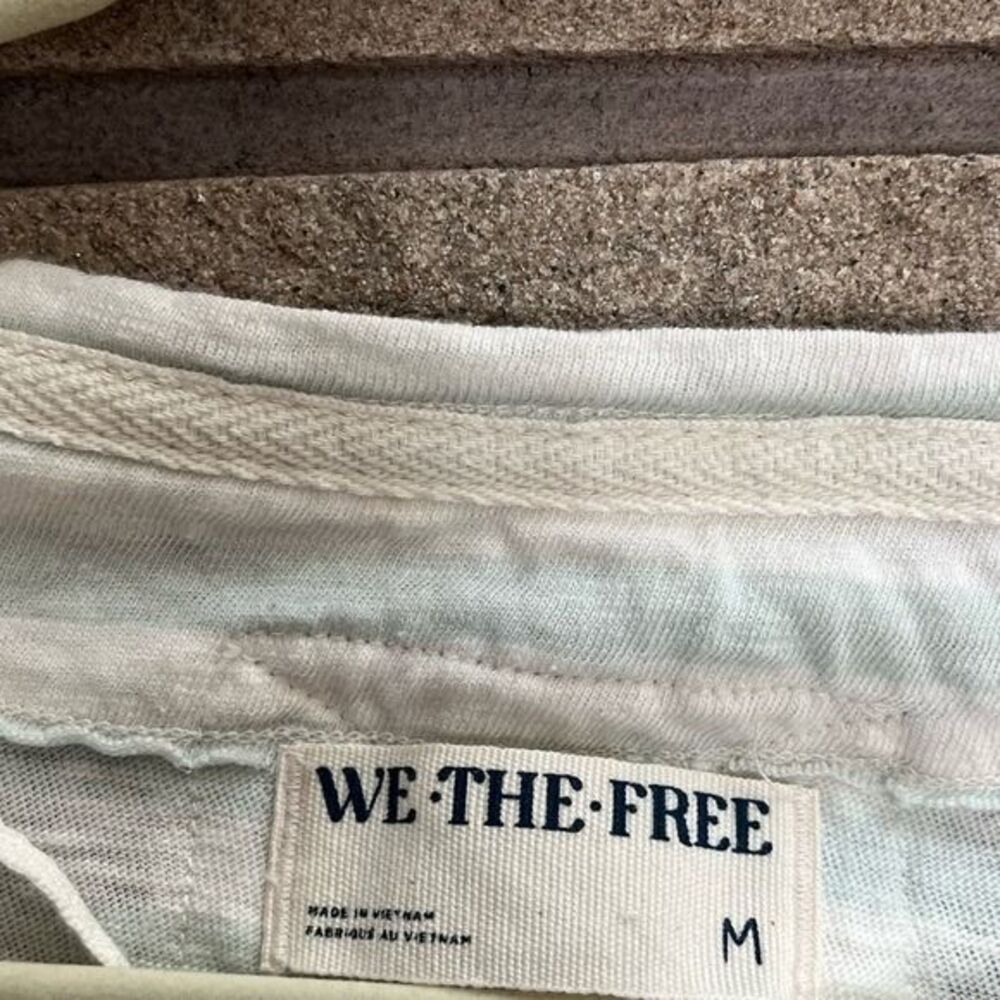 Free People All I Need Striped Short-Sleeve T-Shirt white aqua medium linen - Picture 6 of 12